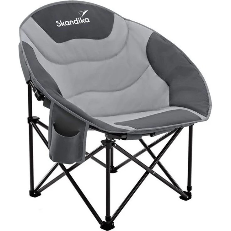 Skandika Campingstuhl Moonchair Sirkka Gartenstuhl, Faltsessel bis 150 kg, klappbar, faltbar, gepolstert, Tragegriff, Kühlfach, Anti-Rutsch-Füße, Mondsessel Camping – Bild 4