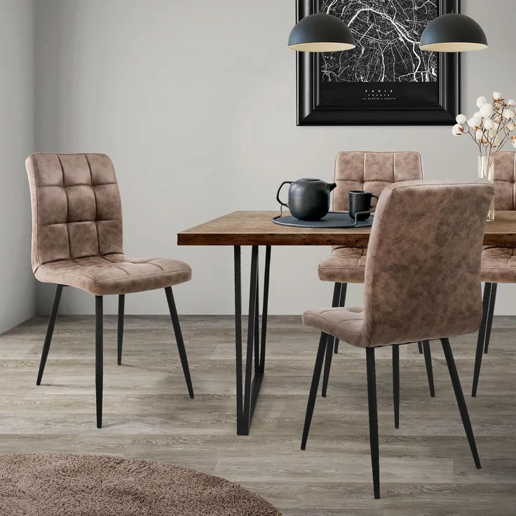 ML-DESIGN Stuhl Esszimmerstuhl mit Rückenlehne Polsterstuhl mit Metallbeine (4 St), Ergonomischer Stuhl Braun Kunstleder Wohnzimmerstuhl Küchenstuhl – Bild 2