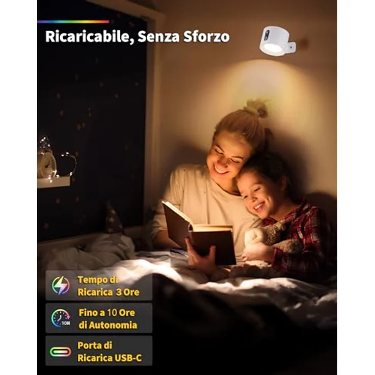 LuminexDesigns LED Wandleuchte Innen Akku – Kabellos Magnetisch Wandlampe RGB, Touch Dimmbar mit Fernbedienung – Weiß Aufladbar Lampe zum Kleben, Ohne Bohren, Strom – für Bett, Treppenhaus, Bilder – Bild 4