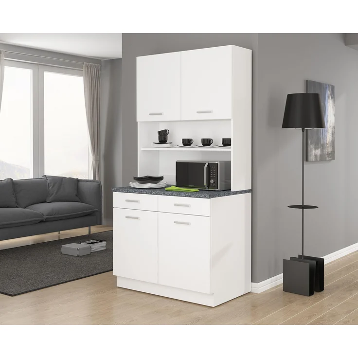 Buffet Küche 'Mario 100' Spanplatte Weiß, 200 x 60 x 100 cm – Bild 2