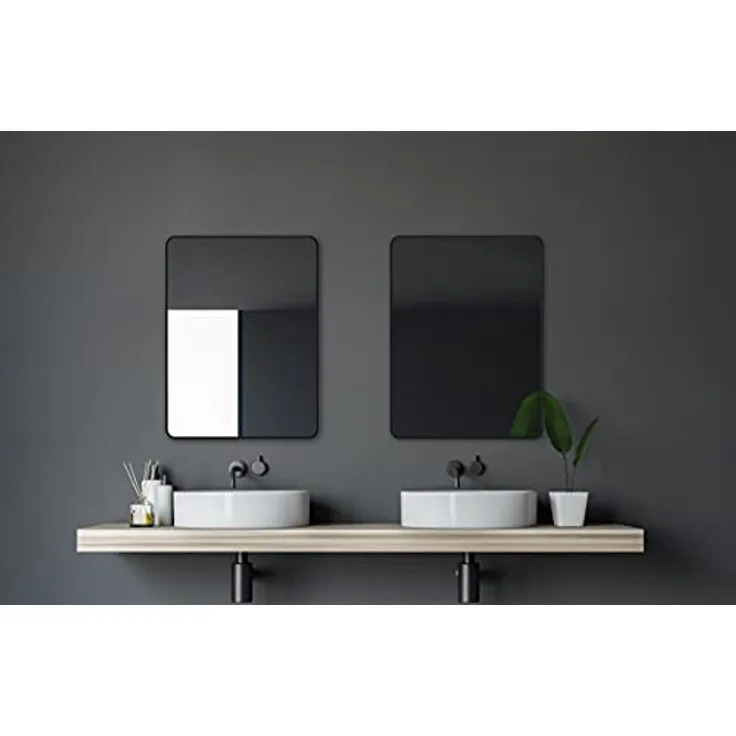 Talos Black Living Spiegel 80x60 cm, Badspiegel schwarz mit hochwertigem Aluminiumrahmen, moderner Wandspiegel für Badezimmer und Wohnräume