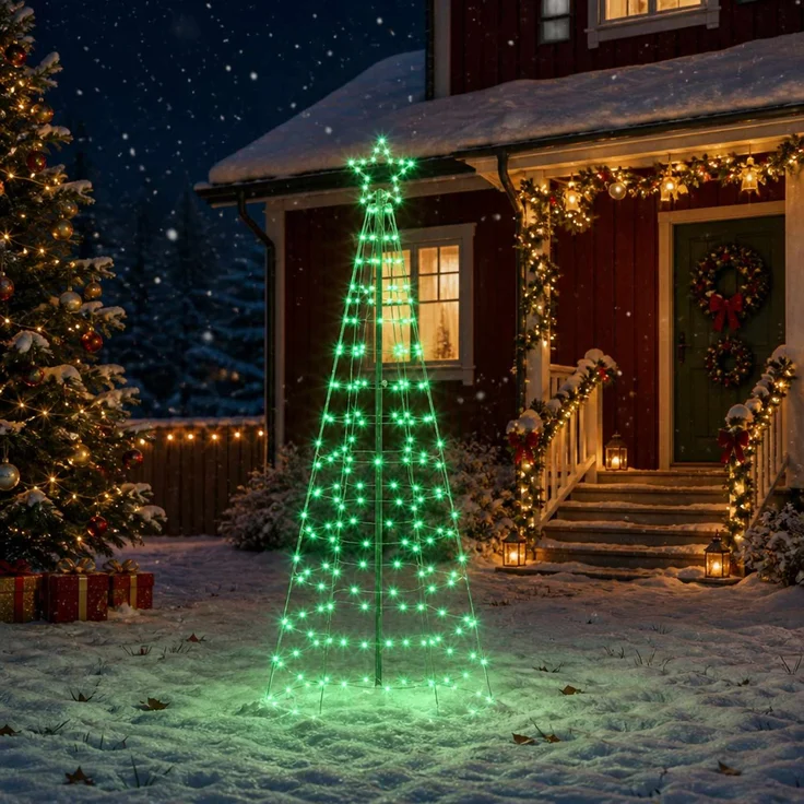 vidaXL LED-Weihnachtsbaum EKENAS 180 cm 168 LEDs RGB Stahl RGB 42050821 – Bild 1