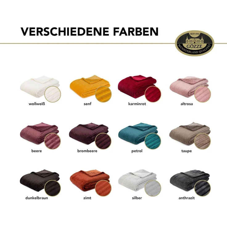 Gözze Wohndecke, kuschelweich, 1620g/Stück, Cord Optik, Polyester, Silber, 150x200 cm – Bild 6