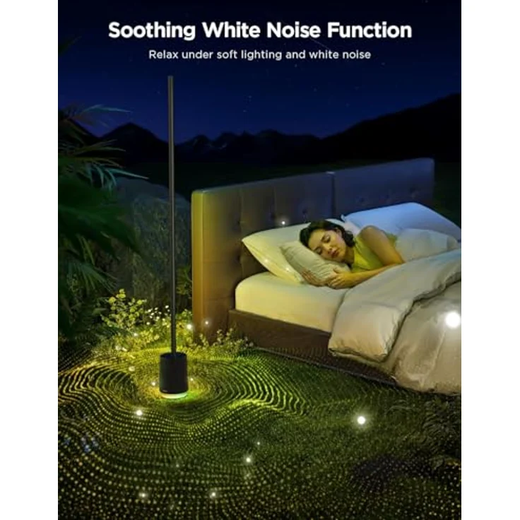 Govee Stehlampe Pro, 2100 Lumen RGBIC LED Lampe mit Bluetooth Lautsprecher und weißem Rauschen, 16 Millionen Farben, Musiksynchronisation, Schwarz – Bild 5