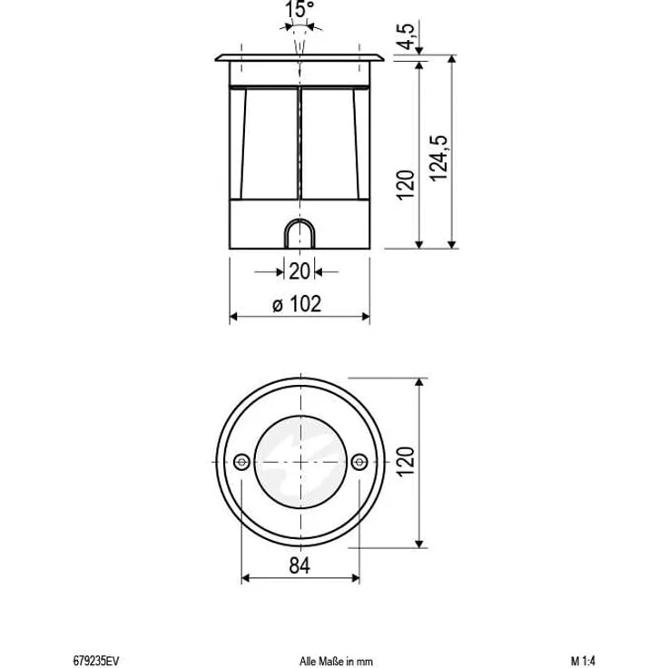 EVN Bodeneinbauleuchte rund IP67-GU10 35W/230V 679235EV – Bild 2