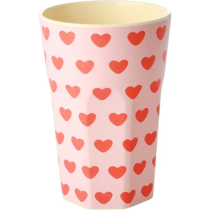 rice Becher Rice Melamin Becher Groß Rosa mit Roten Herzen, Melamin