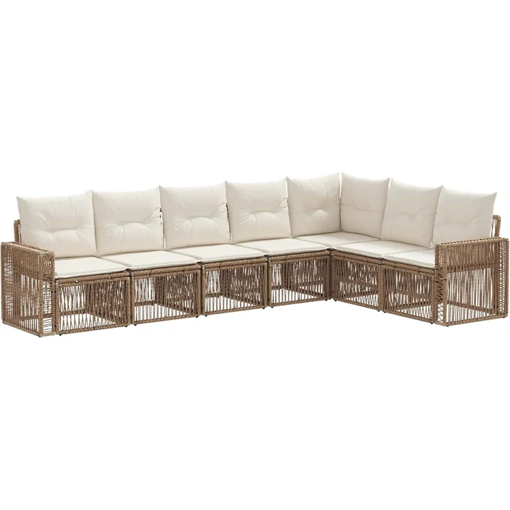 vidaXL Gartensofa-set 7 stk. Beige und Cremeweiß Poly-Rattan 3435135 – Bild 2