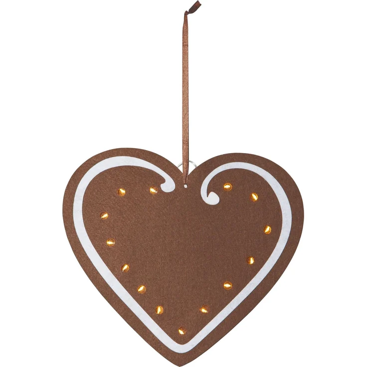 Weihnachtsbeleuchtung Merry Filz Lebkuchenherz mit 14 LEDs B 27cm