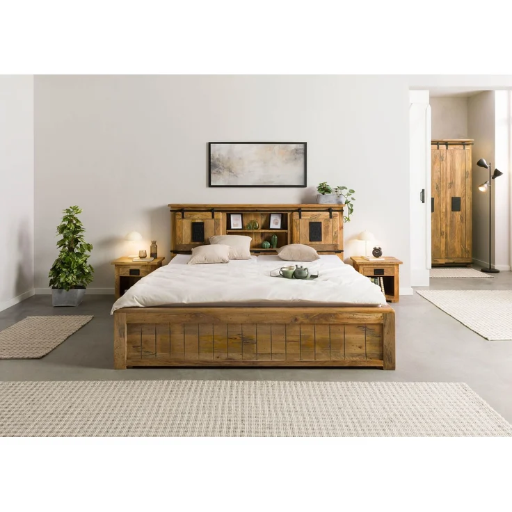 Bett mit Schublade Mango 200x200 natur lackiert RAILWAY #173 – Bild 9