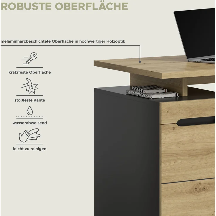 Canu Schreibtisch in Artisan Nachbildung – Bild 8
