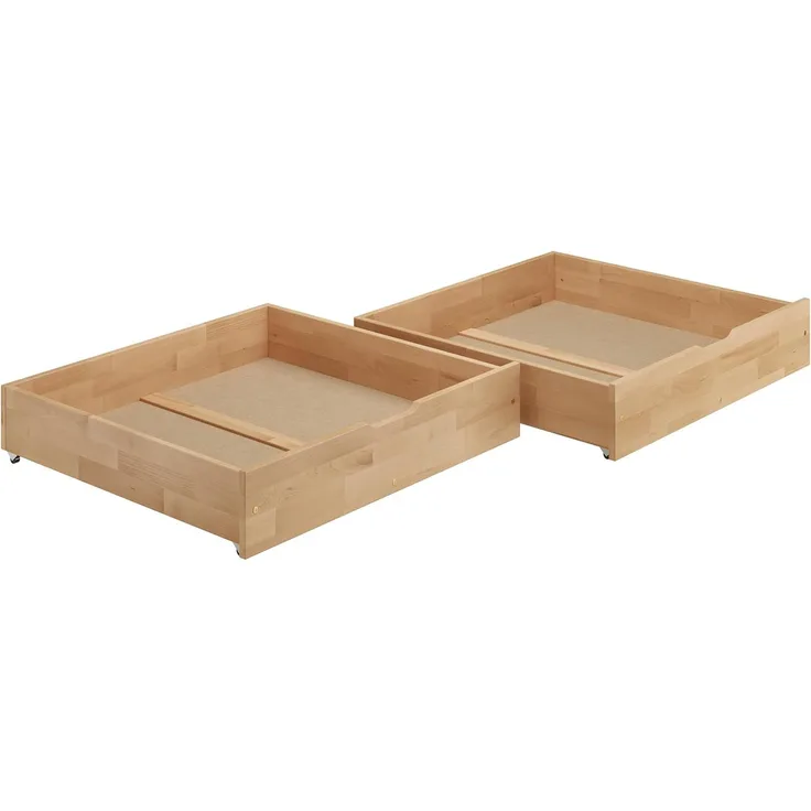 Bettkasten zweiteilig aus Buche als Staukasten für unsere Betten - Buche farblos lackiert 90.10-BS37