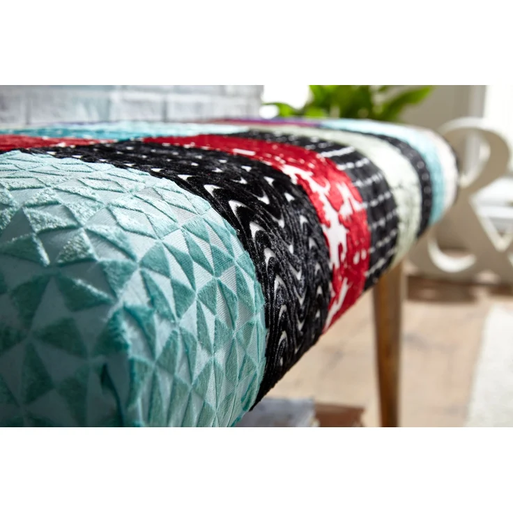 Sitzbank Patchwork Samt Massivholz 117x51x38cm Polsterbank Modern Flur Esszimmer – Bild 11
