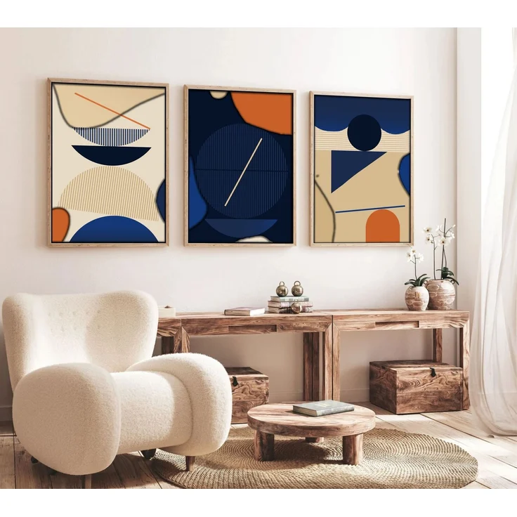 Wallity Dekoratives gerahmtes MDF-Gemälde (3-teilig), Mehrfarbig, 70 x 50 cm – Bild 2