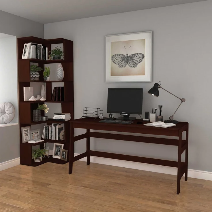 Skye Decor 'CPT4803-150' Schreibtisch mit Bücherregal, Walnuss, 150 x 75 x 60 cm – Bild 1