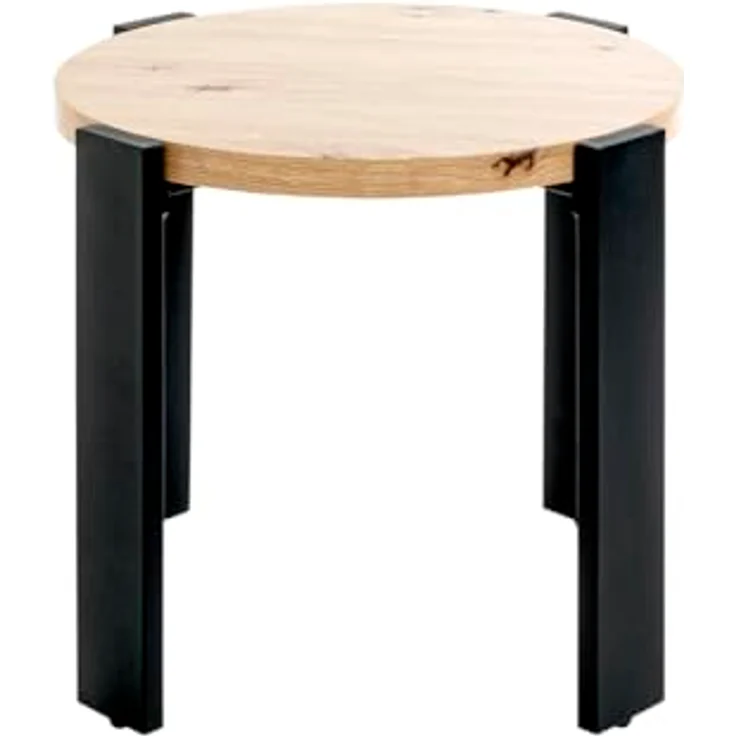 XXXL Beistelltisch, Eiche, Metall und Holzwerkstoff, rund, 50x46x50 cm, ideal für Wohnzimmer – Bild 3