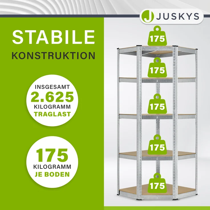 Juskys 3er Metall-Regalsystem, 15 Böden aus MDF, Silber – Bild 6