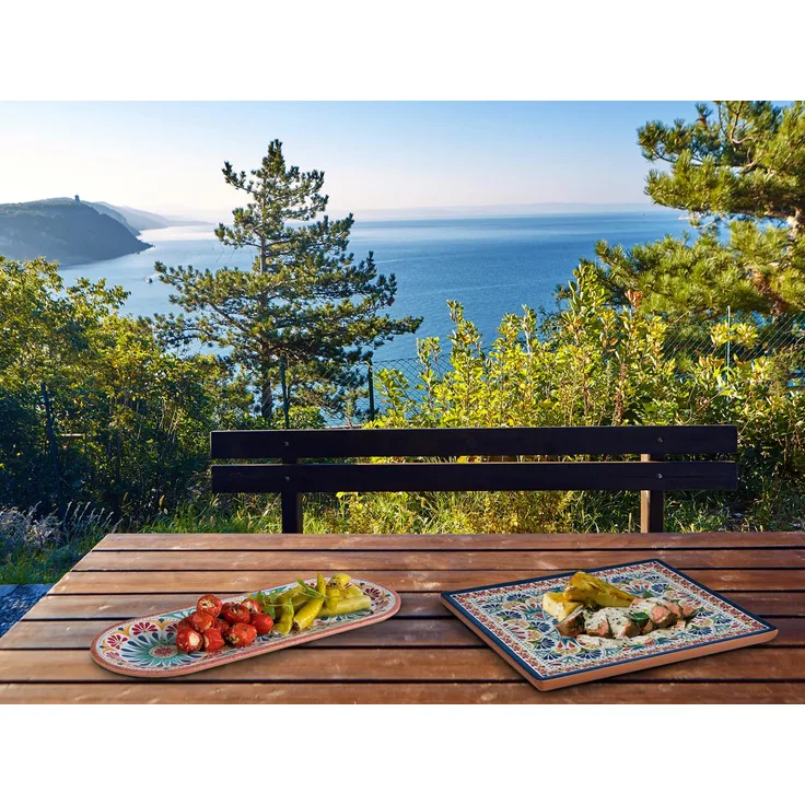 Campinggeschirr, Melamin Geschirr 2-er Servierplatten Set, mediterranes Design