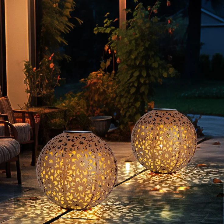 LED Solarleuchte, Dekorgeflecht-Kugel, D 20 cm – Bild 10