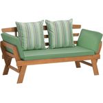 Greemotion 'Hawaii' Multifunktionsbank, klappbare Armlehnen, Akazienholz FSC® natur / grün, 198 x 78 x 68 cm