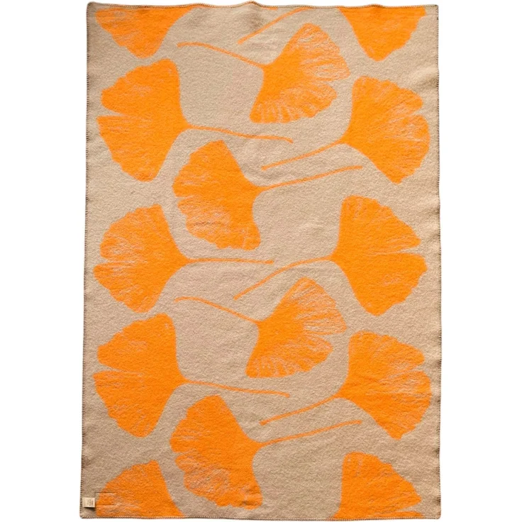 WoolOnly Wendedecke Wolldecke Plaid aus Norwegischer Wolle 130x200 cm (Ginkgo Peach Harmonie) – Bild 3