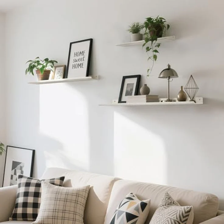 Uten Wandregal, Schweberegal aus Metall, 3er Set, Regale für Wände für Büche, Dekos, Wohnzimmer, Schlafzimmer, Badezimmer, Küche, Weiss – Bild 3