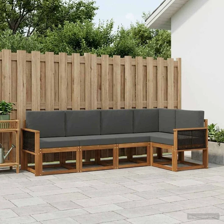 vidaXL Outdoor-Sofagarnitur 5 stk. 5-Sitzer Natur und Anthrazit 3385213 – Bild 1