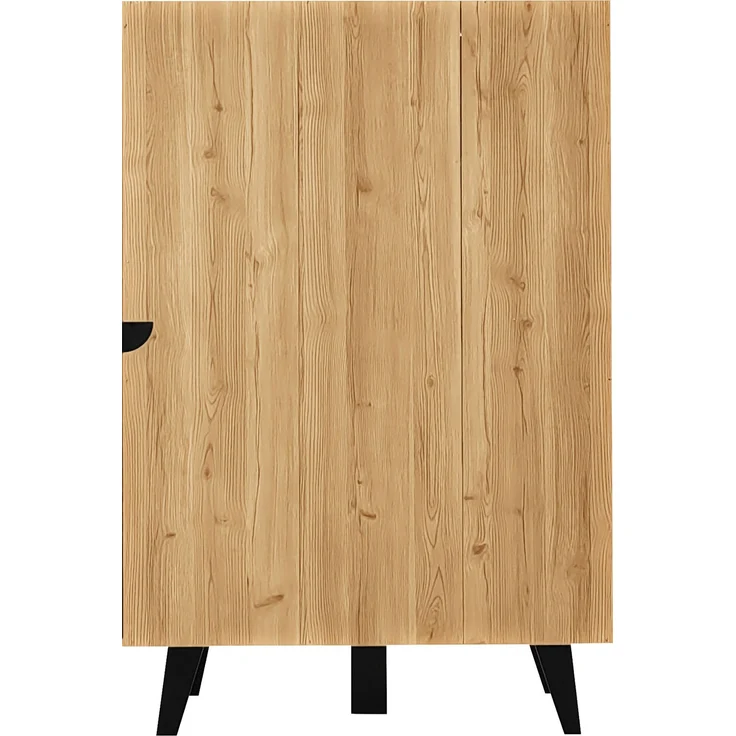 DESVIAE Vitrine mit Glastüren und LED-Beleuchtung, 80x120x40 cm, Spanplatte, Schwarz und Holzoptik – Bild 9