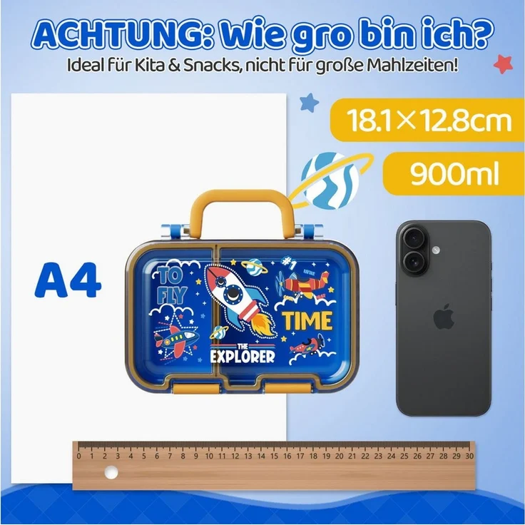 Bundviel Lunchbox Brotdose Kinder mit Fächern Bento Box Auslaufsicher Lunchbox – Bild 3