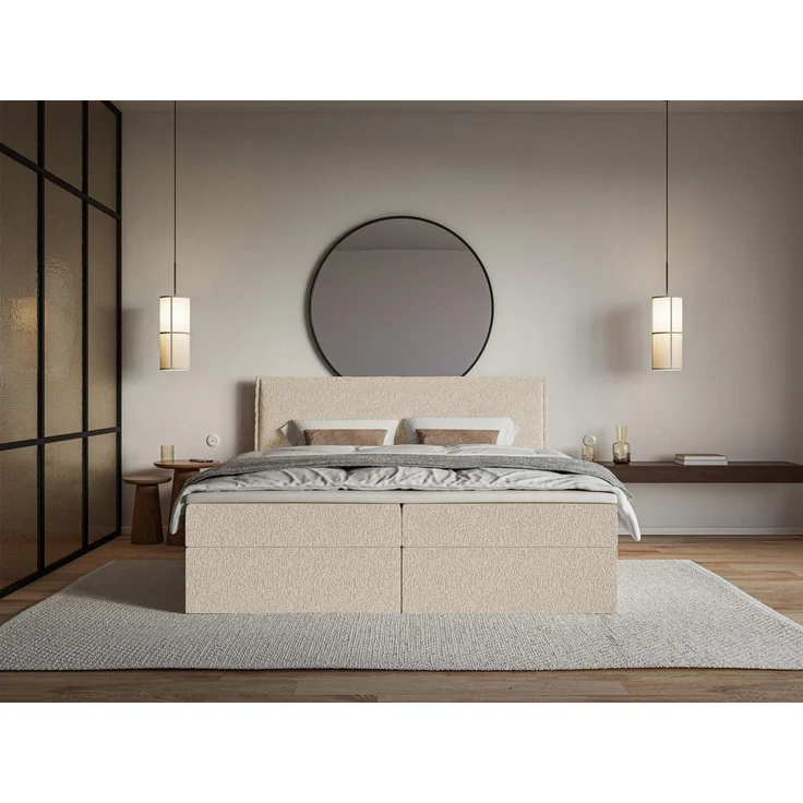 Selsey 'Softie' Boxspringbett 180x200 cm mit Topper und Stauraum, Chenille, Hellbeige – Bild 2