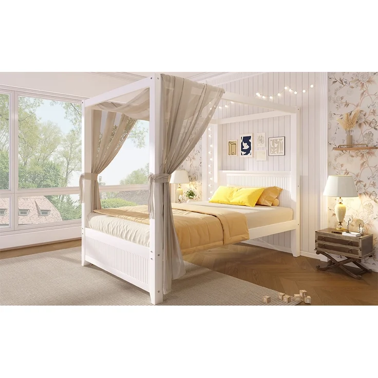 U-life Himmelbett 90x200 cm, für Jugendliche, 1. Stilvolles, 2. Modernes mit, 3. Robuste Holzkonstruktion, 5. Individuell dekorierbarer Schlafplatz, MDF, Weiß – Bild 5