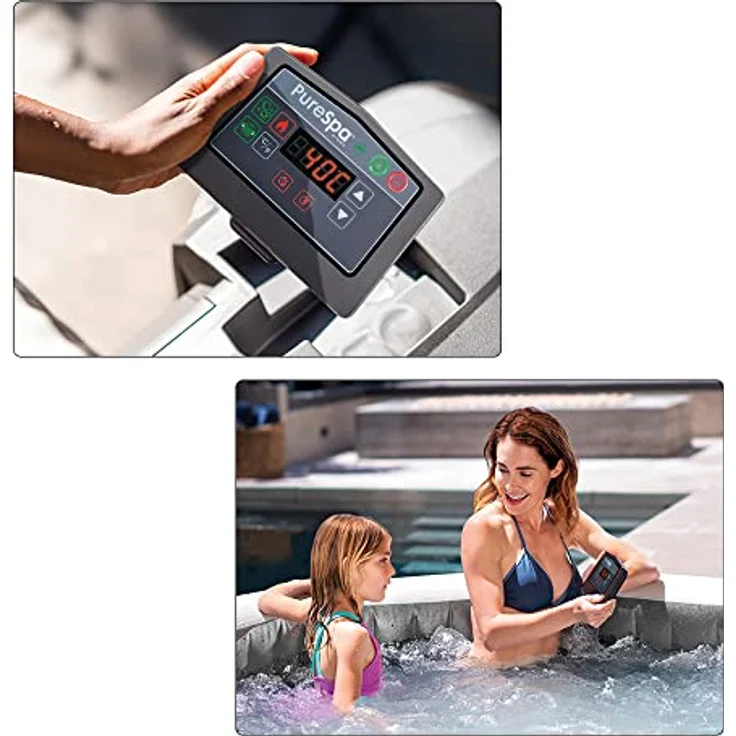 Intex Greywood Deluxe Purespa Whirlpool, für bis zu 4 Personen, 795 Liter, HWT-System, Holzoptik, graue Ausführung – Bild 5