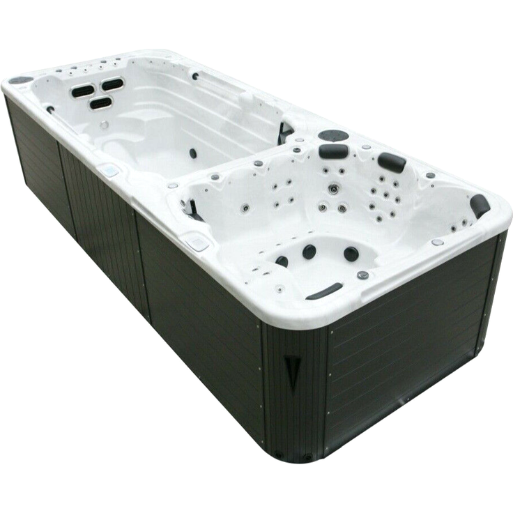 XXXL Luxus-LED Swim Spa, 580 x 230 cm, Whirlpool mit Gegenstromanlage, Schwimmbecken V2, Set – Bild 3