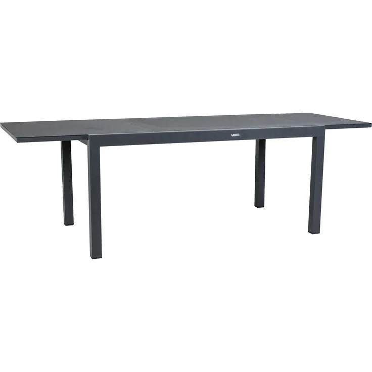 greemotion Ausziehtisch Grenada Aluminium wetterfest stabil Glas mit Keramik-Look 160-240x75x90 cm dunkelgrau – Bild 2