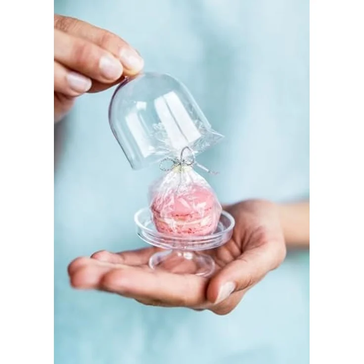 partydeco Geschenkbox, Mini Kuchenständer mit Glocke 5x7cm Kunststoff 3er Set Transparent – Bild 6