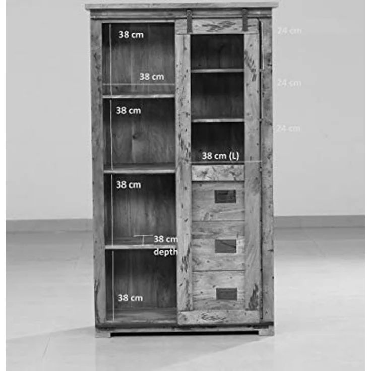Vitrine Mango 100x45x175 natur lackiert RAILWAY #126 – Bild 7