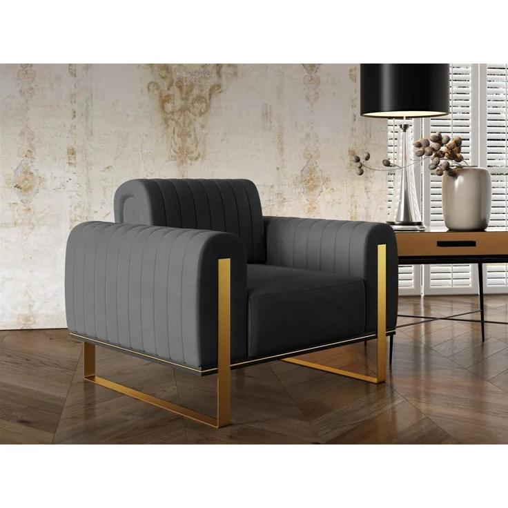 Sessel Designersessel VALERIE in Stoff Elisa Velvet Anthrazit – Bild 1