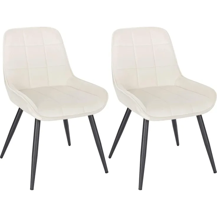 WOLTU Esszimmerstühle 2er Set, Polsterstuhl Samt, Küchenstuhl gepolstert, Akzentstuhl für Wohnzimmer Schlafzimmer Küche, ergonomischer Stuhl mit Rückenlehne, Cremeweiß, BH331cm-2