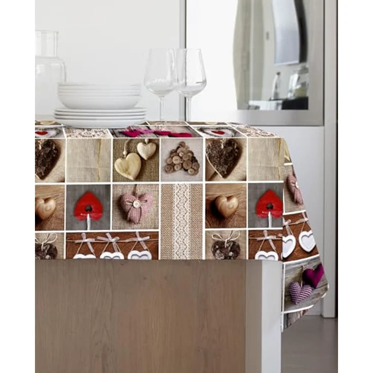 GEMITEX Traditionelle Tischdecke Vlies Wachstuch Wasserdicht und Fleckenabweisend Dekoration 4142 Shabby Chic Rot Ideal für Rechteckige Tische für 10/12 Personen 140x240 cm Made in Italy Fertig – Bild 2