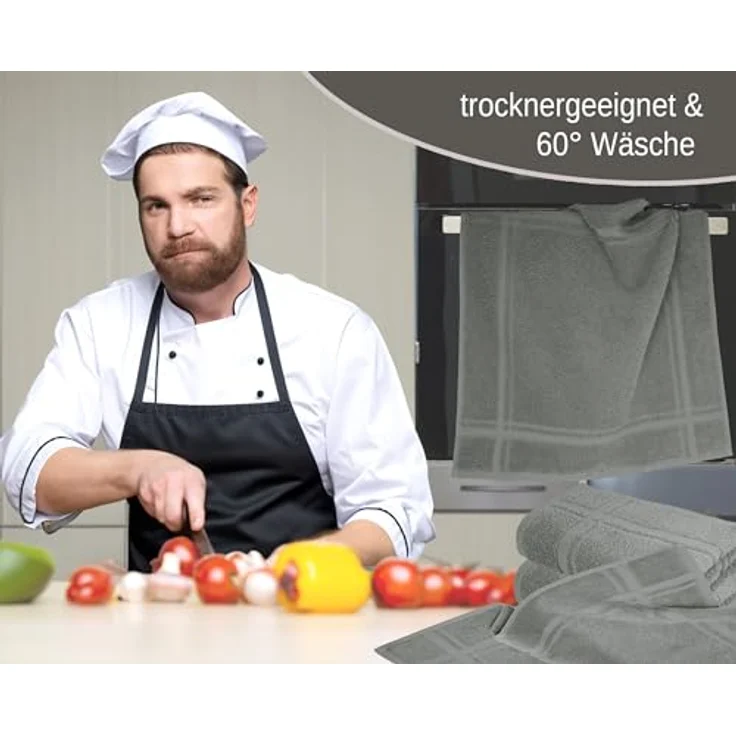 Lashuma Geschirrtuch - Premium, (Spar - Set, 4-tlg, Frottee Küchenhandtücher 50x50 cm), aus 100% Baumwolle, extra saugstarkt und langlebig – Bild 2