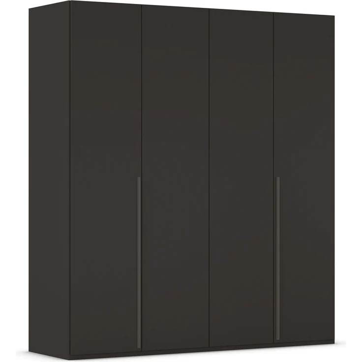 rauch Montclar Kleiderschrank 4-türig, mit 7 Einlegeböden, 2 Kleiderstangen, 1 Schubkasteneinsatz, 1 Inneneinteilung, 1 Innenspiegel, Farbe Schwarz, BxHxT 201x223x60 cm – Bild 4