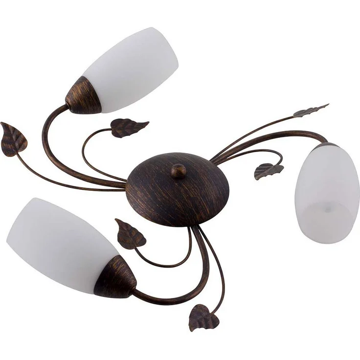 Deckenlampe, rostfarben, Glas alabaster, Blätter, D 50 cm – Bild 7