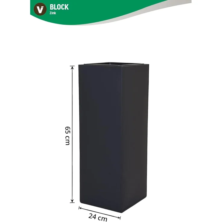 VIVANNO Pflanzkübel Blumenkübel Zink "Block", Anthrazit 24x24x65 cm (mit Einsatz) – Bild 7