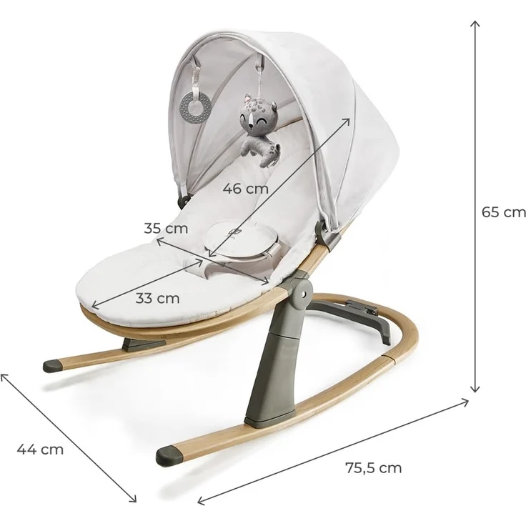 Kinderkraft ELSU Babywippe 2in1 ab Geburt, Hüpfstuhl für Babys Neugeborene 0-9 kg, 2 Spielzeuge zur Aktivierung, Verstellbarer, Leicht, Weiches Material, Grau – Bild 6