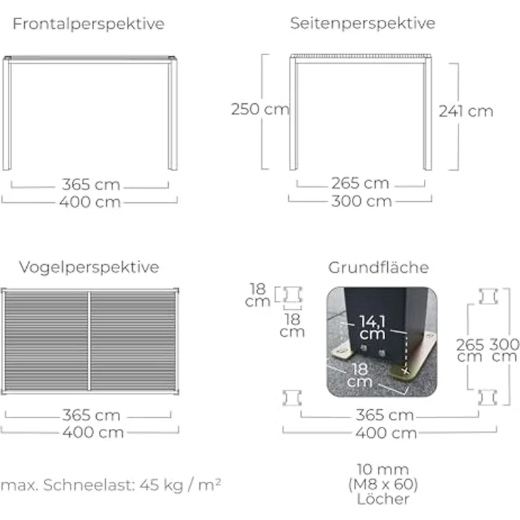 Osoltus 'Bioclimatic' Lamellen-Pergola, Aluminium anthrazit, 4x3 m – Bild 3