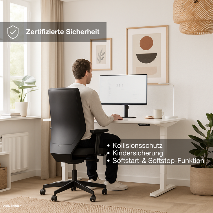 ASSMANN Elektrisch höhenverstellbarer Schreibtisch Y-Line Curved 120x70cm Eiche Natura Schwarz Metall Holz – Bild 7