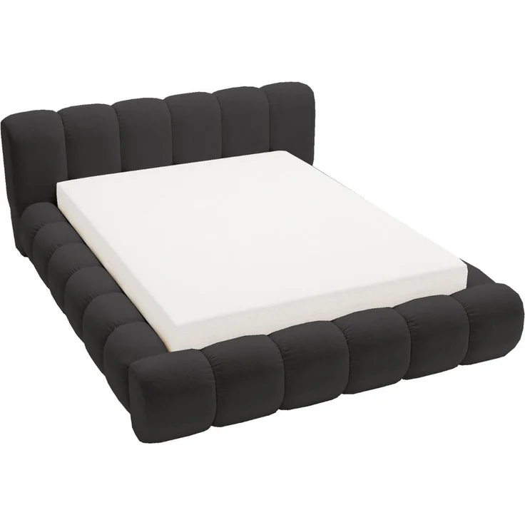 GRAINGOLD Doria Doppelbett 140x200, mit Kopfteil, Lattenrost, Bettkasten, Velour-Stoff, Dunkelgrau – Bild 2