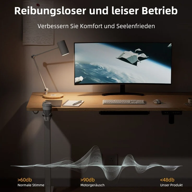 HOMAVO höhenverstellbarer Schreibtisch 60×120 cm, mit Memory- und Anti-Kollisionsfunktion, USB-A- und USB-C-Anschlüssen, Höhe 70–120 cm, Natu – Bild 7