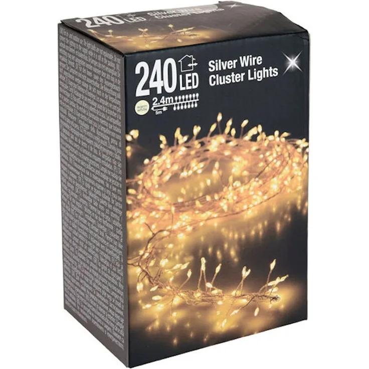 Spetebo Lichterkette Silver Wire CLUSTER Lights - 240 LED, 240-flammig