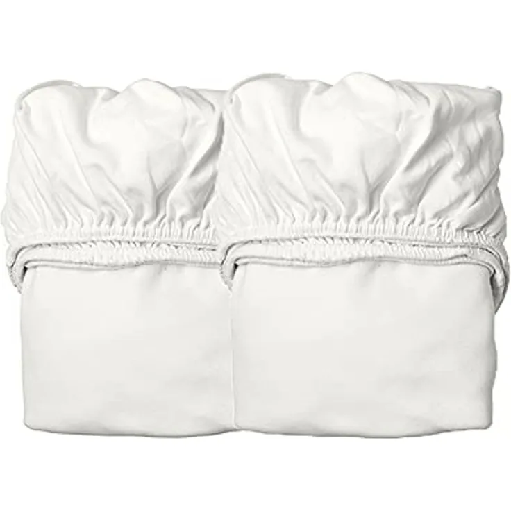 Leander Laken für Babybett, 2 Stk, weiß
