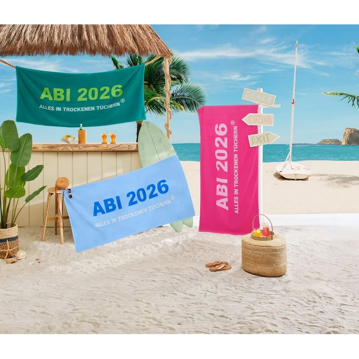 Egeria Strandtuch ABI 2026, Frottier (Packung, 1-St), 75x180 cm, "ABI 2025-Alles in trockenen Tüchern" – Bild 2